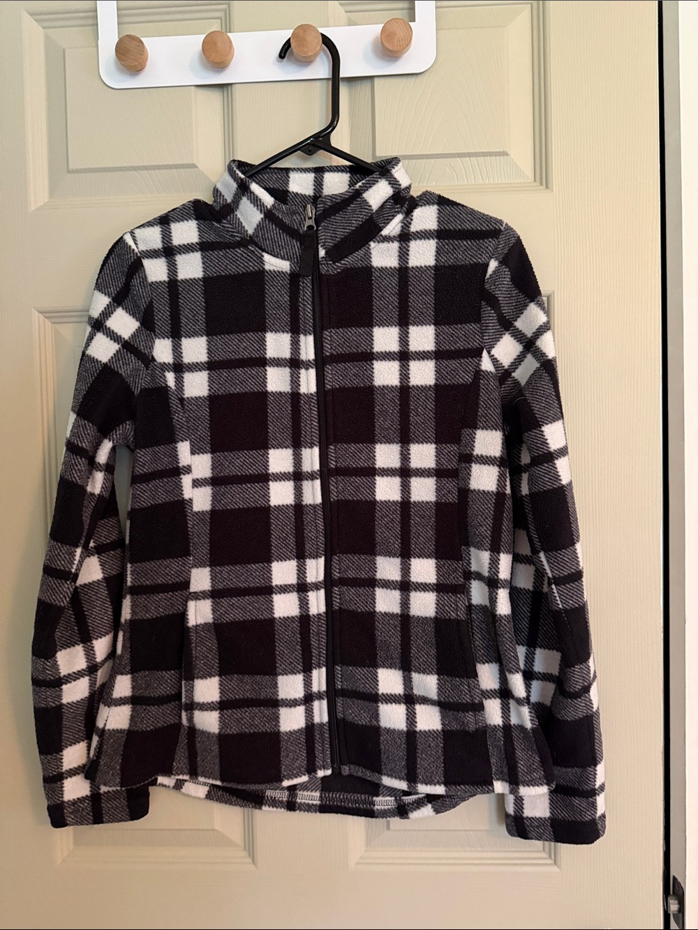 Merona Black & White Plaid Fleece Jacket - Casual Zip-Up